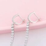 *Chic Linear Drop Earrings – 14K White Gold, Moissanite Cascade - Image 7