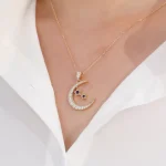 Round Cut Lab Sapphire Pendant Necklace with Moissanite(pendant only)