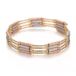 18K Yellow Gold Magnetic Necklace | Magnetic Convertible Necklace-Bracelet with Layered Bead Sculpture​ - Image 2