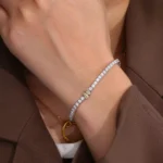 *Elegant Round and Pear Cut Moissanite Two Stone Tennis Bracelet - Image 5