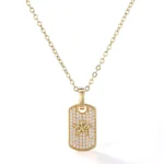 Round Cut Pendant Necklace Paved Star Rectangular Tag Style(pendant only)