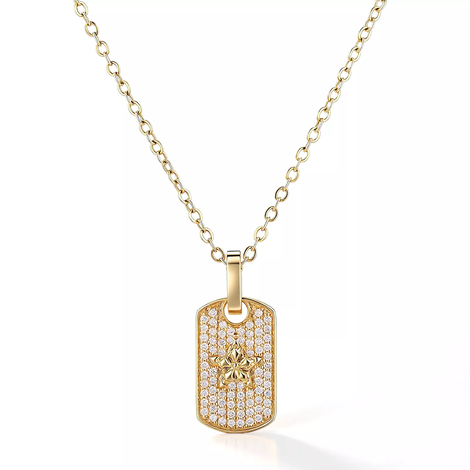 IMG_9534 Round Cut Pendant Necklace Paved Star Rectangular Tag Style(pendant only) - Image 1
