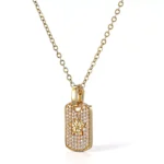 Round Cut Pendant Necklace Paved Star Rectangular Tag Style(pendant only) - Image 3