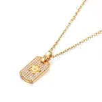 Round Cut Pendant Necklace Paved Star Rectangular Tag Style(pendant only) - Image 2