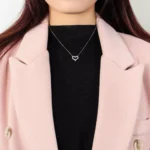 Open Heart Pavé Lab Diamond Pendant in 18k White Gold - Image 2