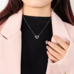 Open Heart Pavé Lab Diamond Pendant in 18k White Gold - Image 3