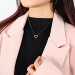 Open Heart Pavé Lab Diamond Pendant in 18k White Gold