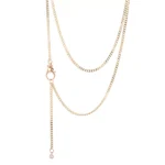 18k Yellow Gold Diamond Necklace Lariat Style Curb Chain