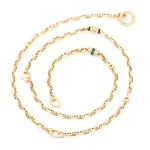 Princess Cut Emerald Necklace Anchor Chain Four Diamond Universal Clasps