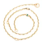 Princess Cut Emerald Necklace Anchor Chain Four Diamond Universal Clasps - Image 2
