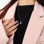 Geometric Lab Diamond Gourd Pendant in 18k White Gold