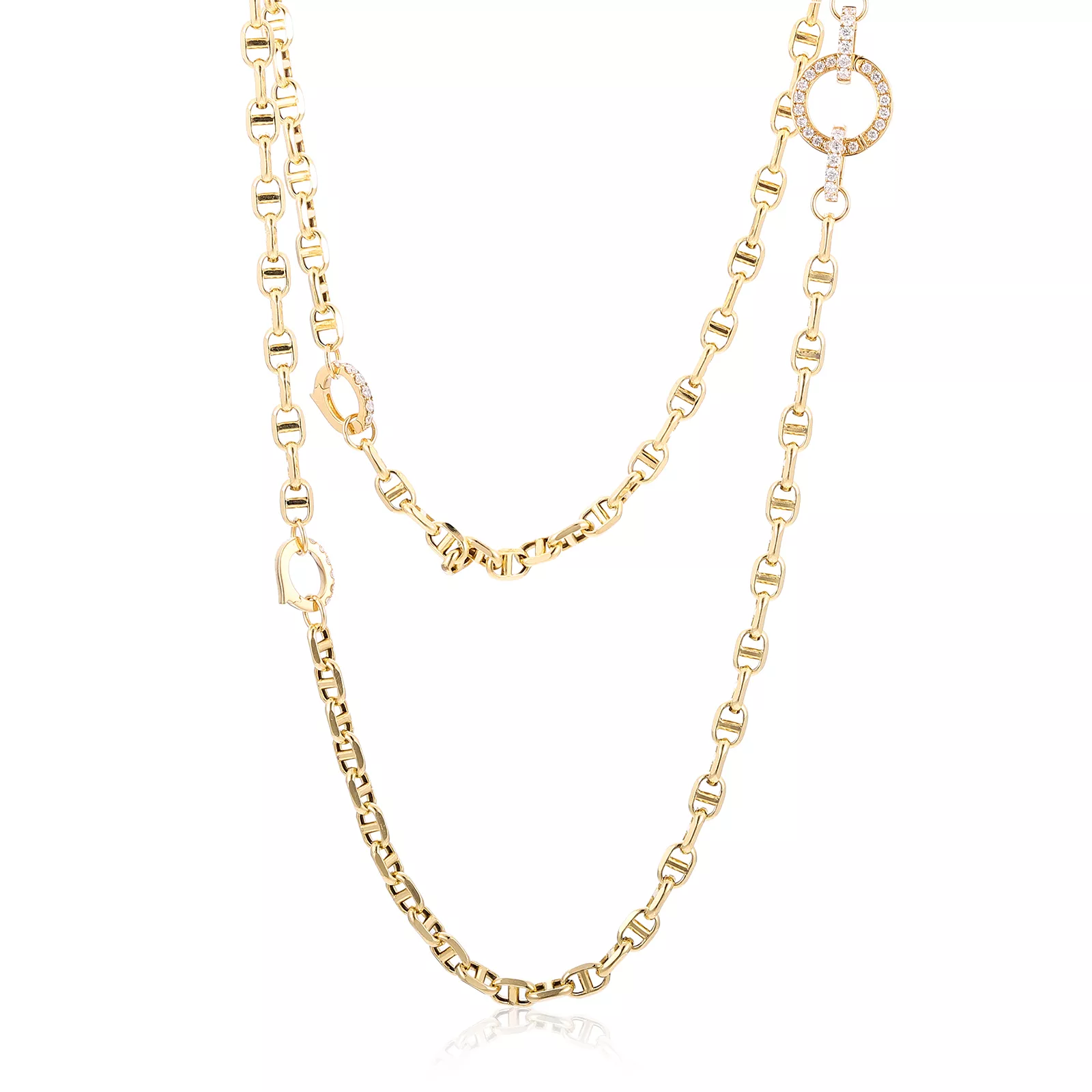 IMG_9561 Princess Cut Emerald Necklace Anchor Chain Four Diamond Universal Clasps - Image 1