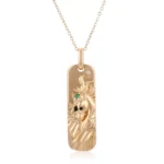 Pear Cut Emerald Pendant Necklace Horse Motif Black Crystal Accent(pendant only)