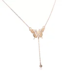 Round Cut Diamond Necklace Paved Butterfly Lariat Drop Style - Image 3
