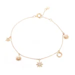 Round Cut Diamond Bracelet Celestial Star Moon Charm Style