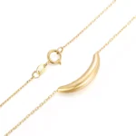 18K Yellow Gold Pendant Necklace Minimalist Curved Tube Bar Style - Image 2