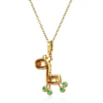 Round Cut Emerald Pendant Necklace Articulated Zebra Diamond Accents(Pendant Only) - Image 3