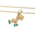 Round Cut Emerald Pendant Necklace Articulated Zebra Diamond Accents(Pendant Only) - Image 2