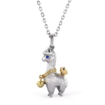 Round Cut Diamond Accent Pendant Necklace Alpaca Llama Charm Style(pendant only)