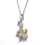 Round Cut Diamond Accent Pendant Necklace Alpaca Llama Charm Style(pendant only) - Image 2