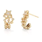 Round Cut Diamond Earrings Celestial Star Beaded Cluster Style (Not Including Earring Backs) - Image 2