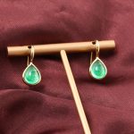 Elegant Gold Drop Earrings with Pear-Cut Emeralds