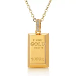 Round Cut Diamond Pendant Necklace Fine Gold Bar Bullion Style (Pendant Only)