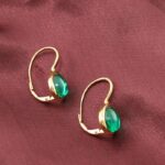 *Elegant Gold Hoop Earrings with Pear-Cut Emeralds - Image 7