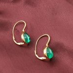 Elegant Gold Drop Earrings with Pear-Cut Emeralds