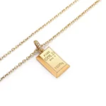 Round Cut Diamond Pendant Necklace Fine Gold Bar Bullion Style (Pendant Only) - Image 2