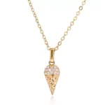 Round Cut Diamond Pendant Necklace Ice Cream Cone Charm Style (Pendant Only)