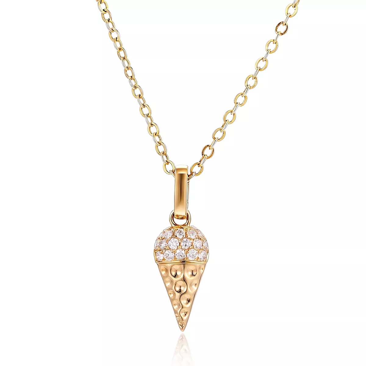 IMG_9660 Round Cut Diamond Pendant Necklace Ice Cream Cone Charm Style (Pendant Only) - Image 1