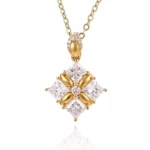 Princess Cut Lab Diamond Pendant Necklace Geometric Cross Charm Style(pendant only)