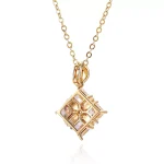 Princess Cut Lab Diamond Pendant Necklace Geometric Cross Charm Style