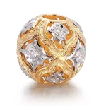 Round Cut Lab Diamond Pendant Necklace Two-Tone Openwork Sphere Style