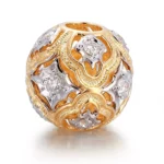 Round Cut Lab Diamond Pendant Necklace Two-Tone Openwork Sphere Style(Pendant Only)