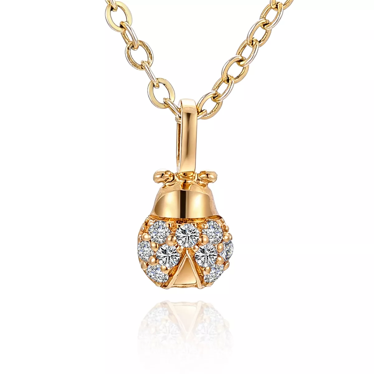 IMG_9693 Round Cut Diamond Pendant Necklace Paved Ladybug Charm Style(pendant only) - Image 1