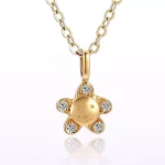 Round Cut Diamond Pendant Necklace Smiley Face Flower Charm Style