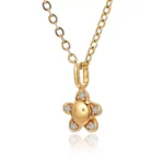 Round Cut Diamond Pendant Necklace Smiley Face Flower Charm Style(pendant only) - Image 2