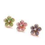 Round Cut Colored Gemstone Pendant Flower Clip-on Charm Style (Not Including Chains) - Image 2