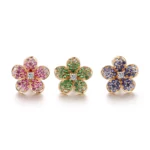Round Cut Colored Gemstone Pendant Flower Clip-on Charm Style (Not Including Chains)