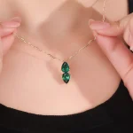 Elegant Double Pear Cut Lab Emerald Drop Pendant (Pendant Only)