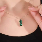 *Elegant Double Pear Cut Lab Emerald Drop Pendant (Pendant Only) - Image 3