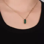 *Elegant Double Pear Cut Lab Emerald Drop Pendant (Pendant Only) - Image 4