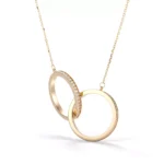 *Interlocking Double Circle Moissanite Pendant Necklace