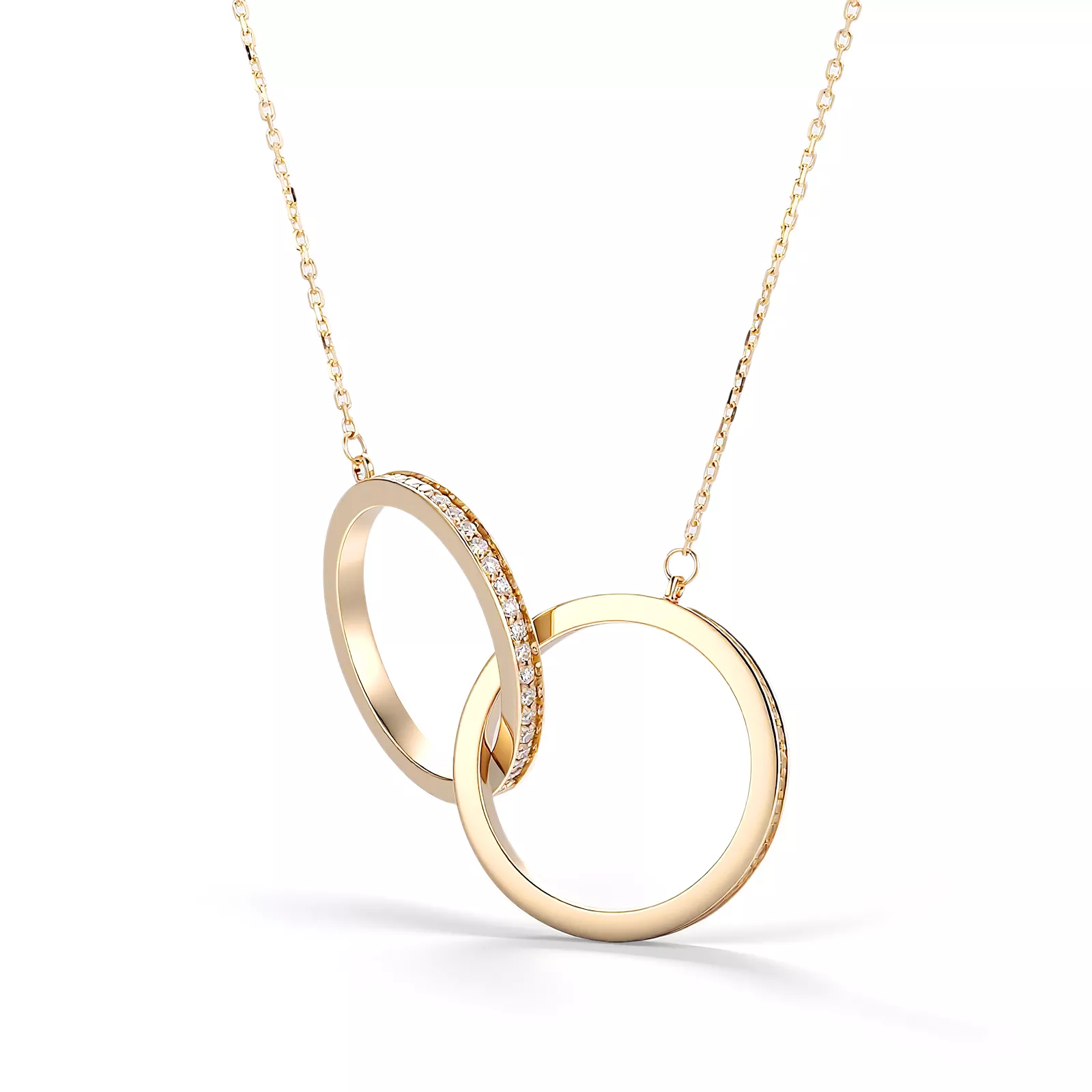 IMG_9794 *Interlocking Double Circle Moissanite Pendant Necklace - Image 1
