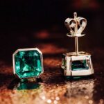**Elegant Yellow Gold Asscher Cut Green Lab Gemstone Stud Earrings - Image 6