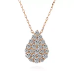 Round Cut Lab Diamond Pendant Necklace Teardrop Cluster Style