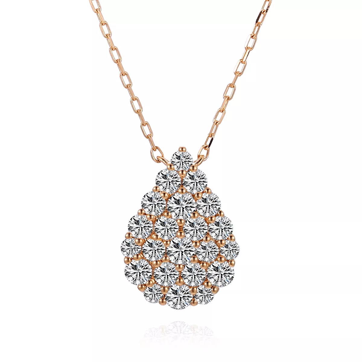 IMG_9991 Round Cut Lab Diamond Pendant Necklace Teardrop Cluster Style - Image 1