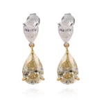 The “Canary Dream” Bridal Double Pear Moissanite Earrings by Natalie - Image 2